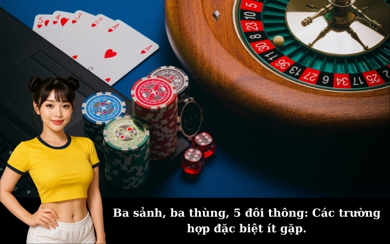 Ba sảnh, ba thùng, 5 đôi thông: Các trường hợp đặc biệt ít gặp.